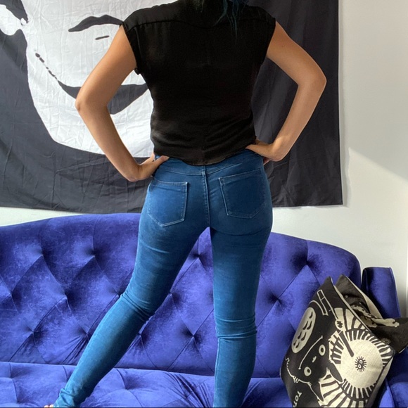Dyed indigo high-waisted Topshop skinny jeans - Picture 2 of 6